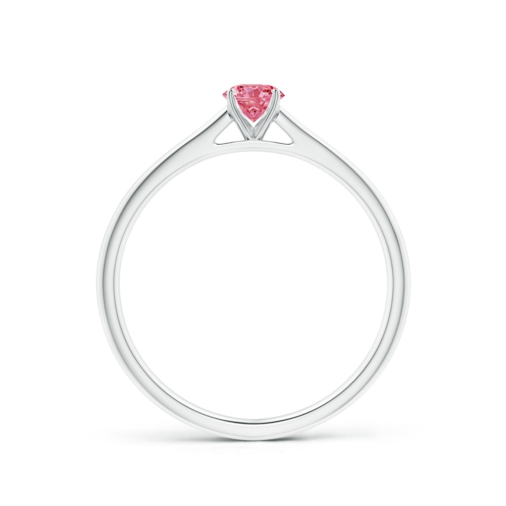 4.1mm AAAA Round Fancy Intense Pink Diamond Tapered Cathedral Solitaire Engagement Ring in P950 Platinum - side 199