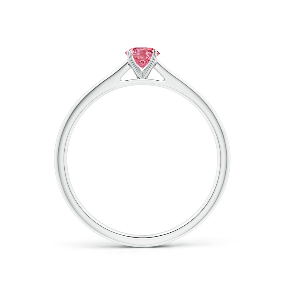 4.1mm AAAA Round Fancy Intense Pink Diamond Tapered Cathedral Solitaire Engagement Ring in P950 Platinum side 199