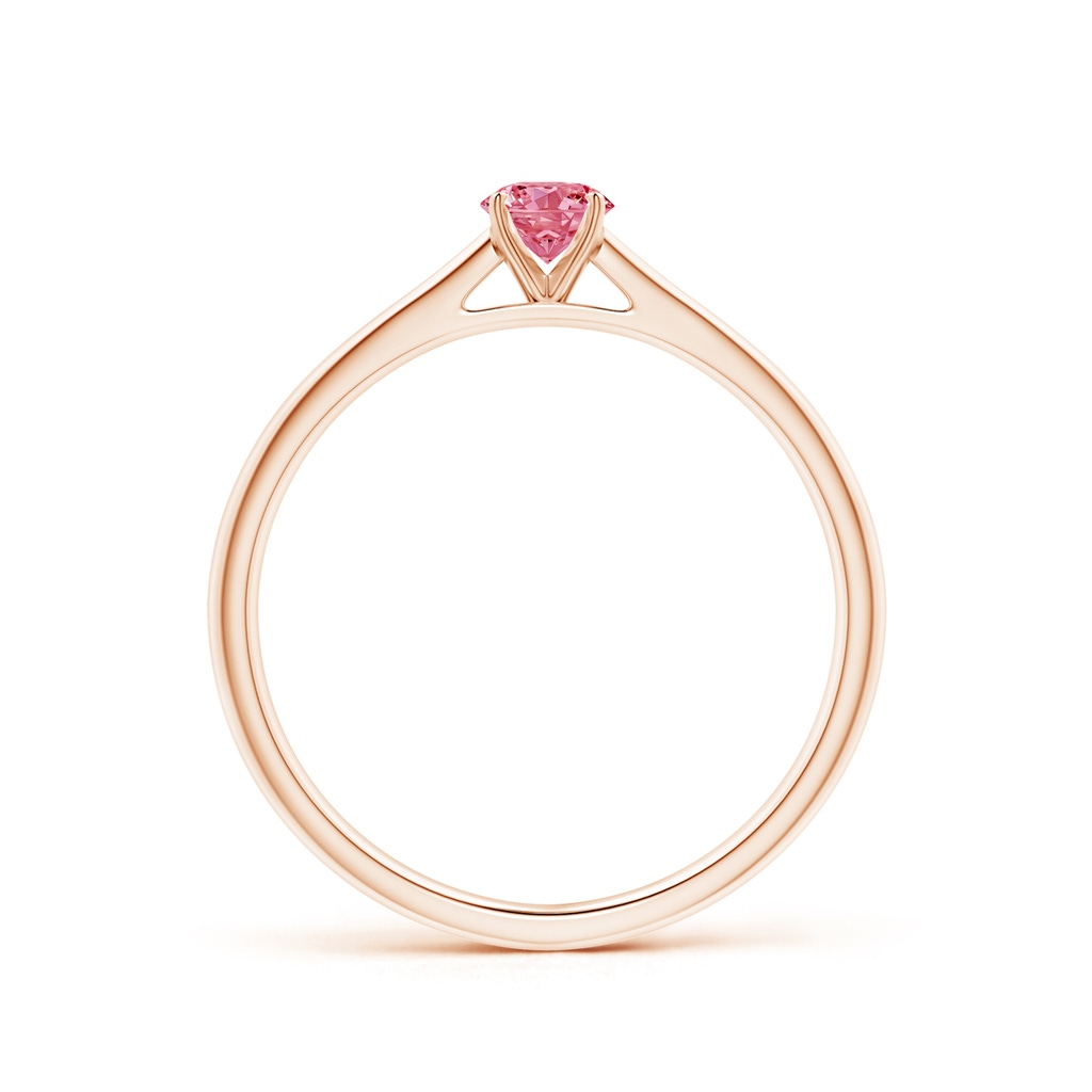4.1mm AAAA Round Fancy Intense Pink Diamond Tapered Cathedral Solitaire Engagement Ring in Rose Gold - side 199