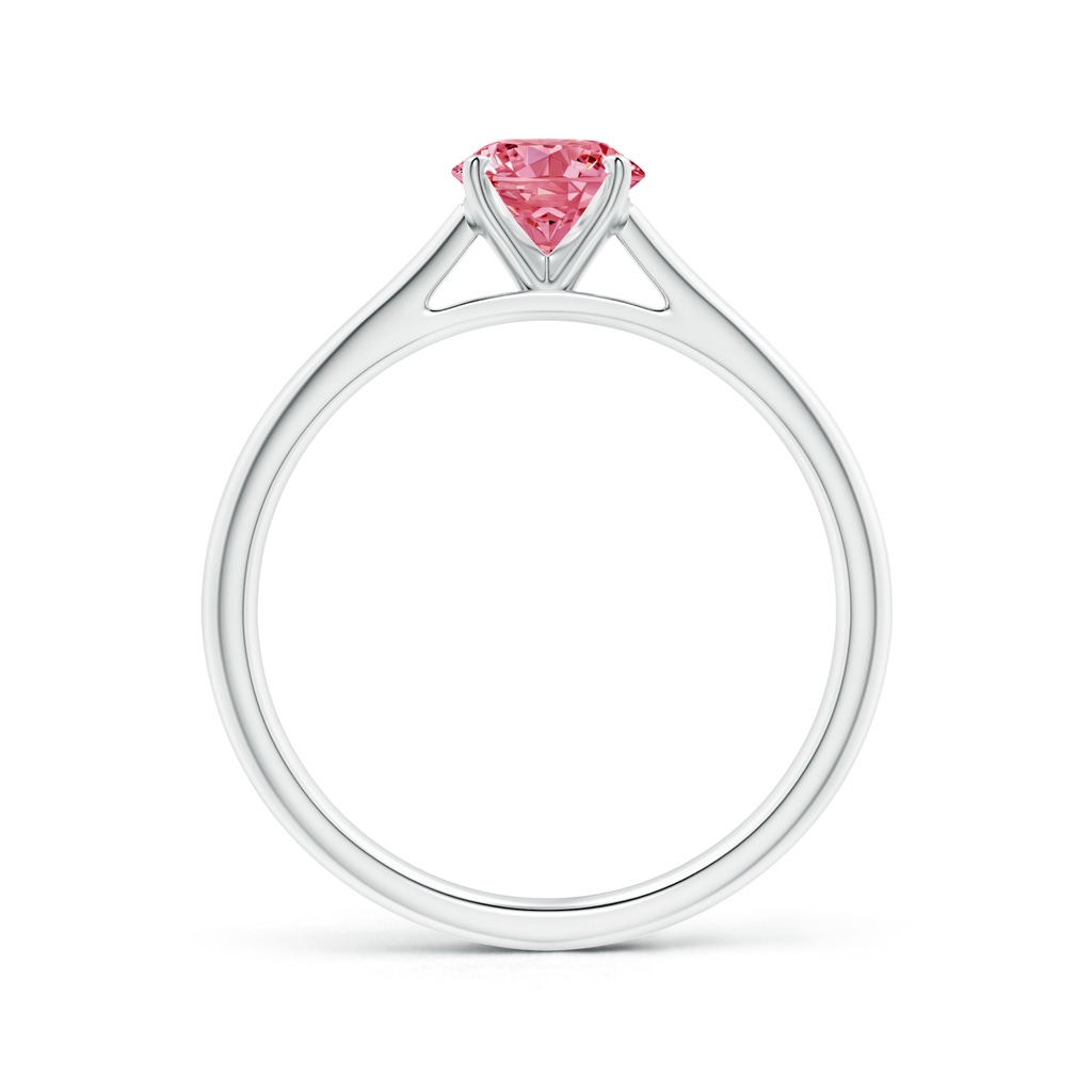 5.9mm AAAA Round Fancy Intense Pink Diamond Tapered Cathedral Solitaire Engagement Ring in White Gold - side 199