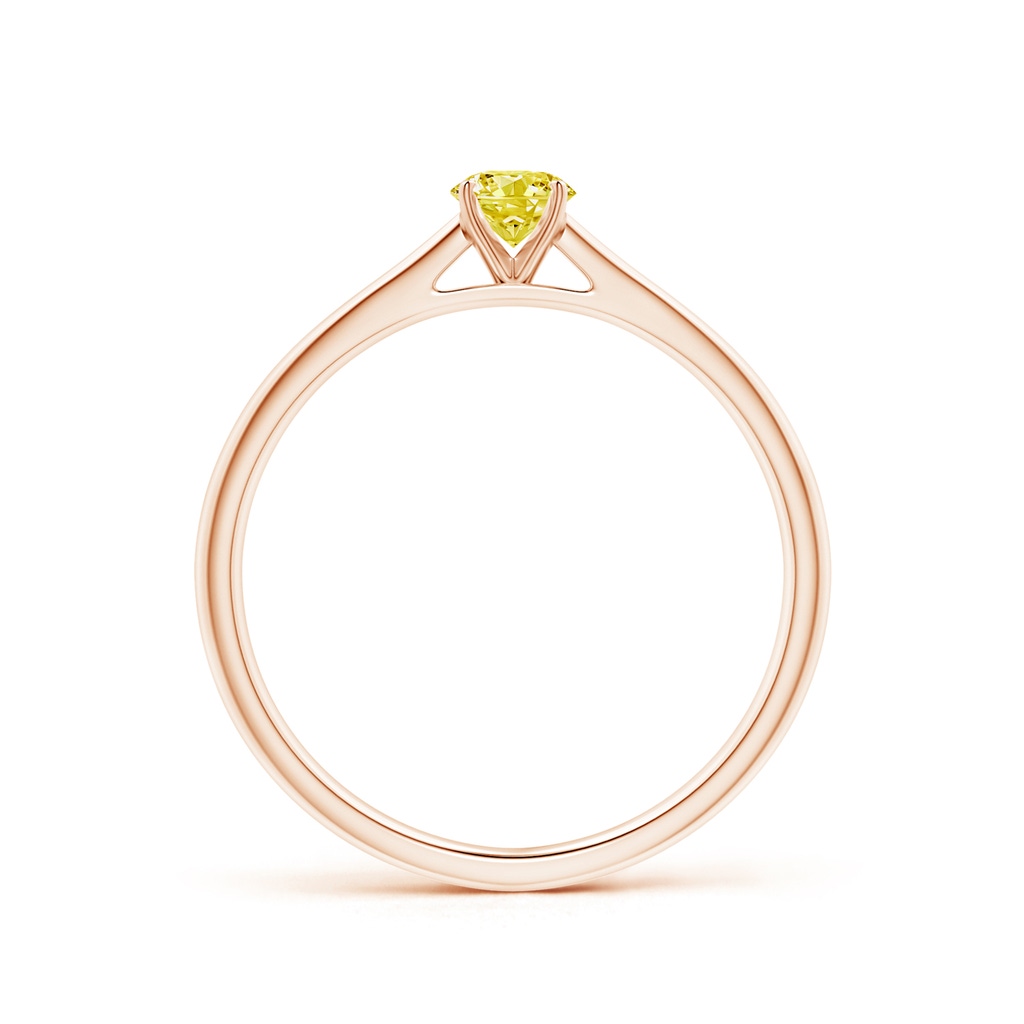 4.1mm AAAA Round Fancy Intense Yellow Diamond Tapered Cathedral Solitaire Engagement Ring in Rose Gold - side 199