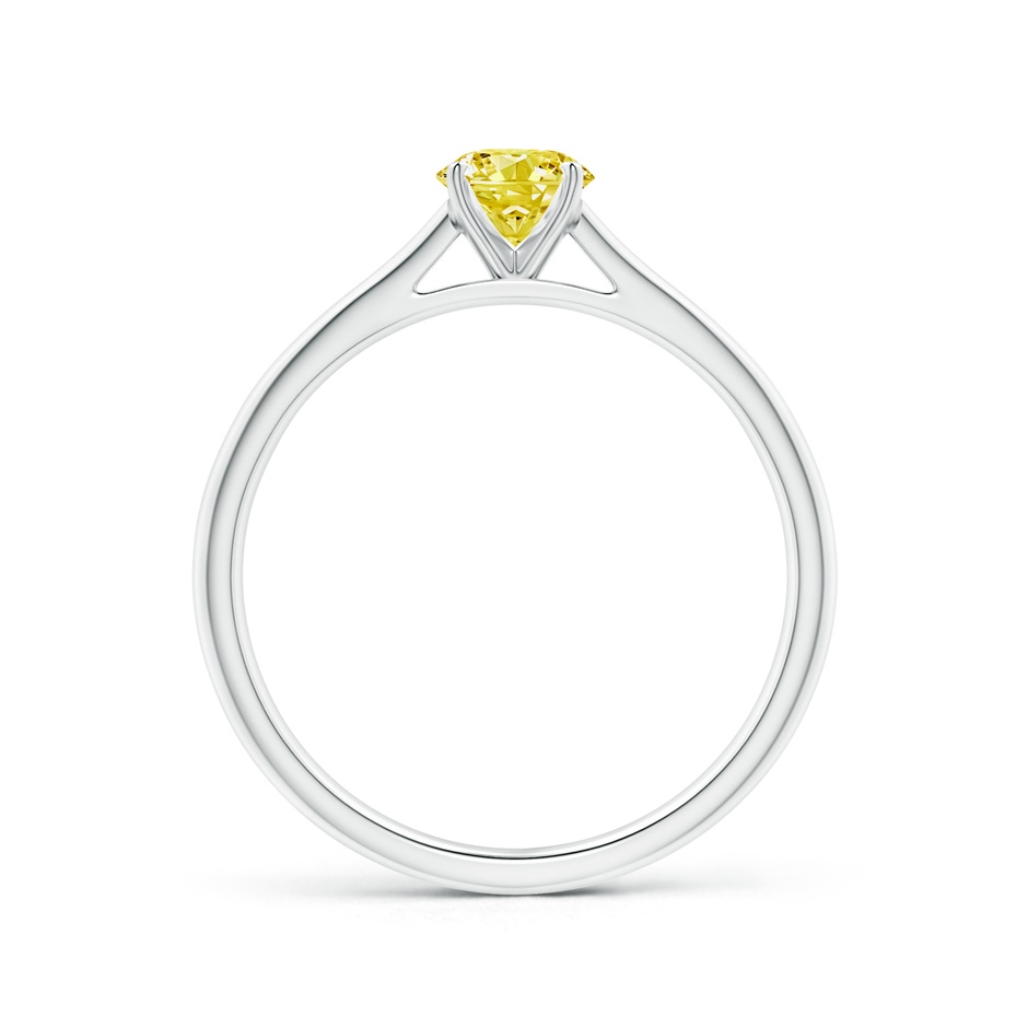 5.1mm AAAA Round Fancy Intense Yellow Diamond Tapered Cathedral Solitaire Engagement Ring in White Gold side 199