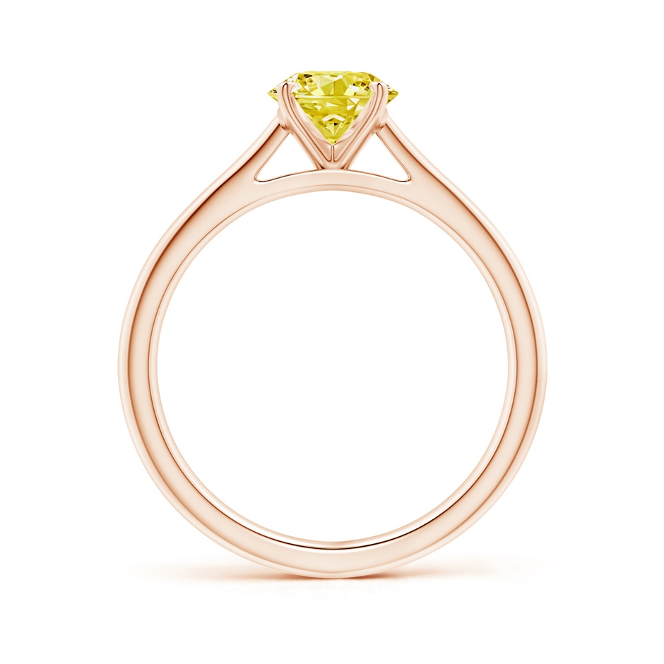 6.4mm AAAA Round Fancy Intense Yellow Diamond Tapered Cathedral Solitaire Engagement Ring in Rose Gold side 199