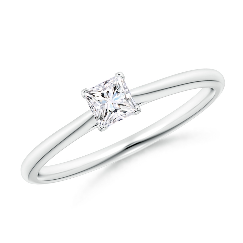 3.5mm GVS2 Princess-Cut Diamond Tapered Cathedral Engagement Ring in 10K White Gold 