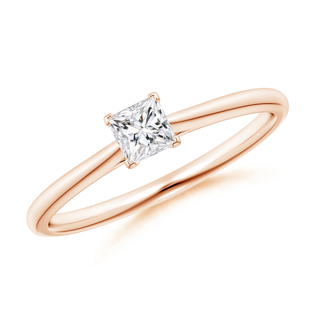 3.5mm HSI2 Princess-Cut Diamond Tapered Cathedral Engagement Ring in Rose Gold