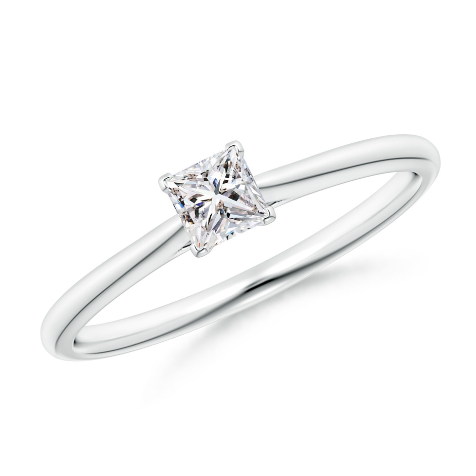 3.5mm IJI1I2 Princess-Cut Diamond Tapered Cathedral Engagement Ring in White Gold 