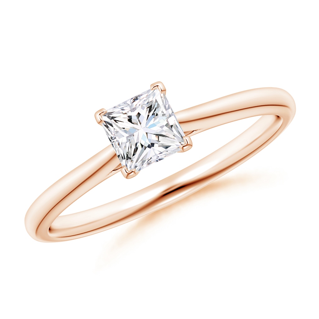 4.4mm GVS2 Princess-Cut Diamond Tapered Cathedral Engagement Ring in Rose Gold