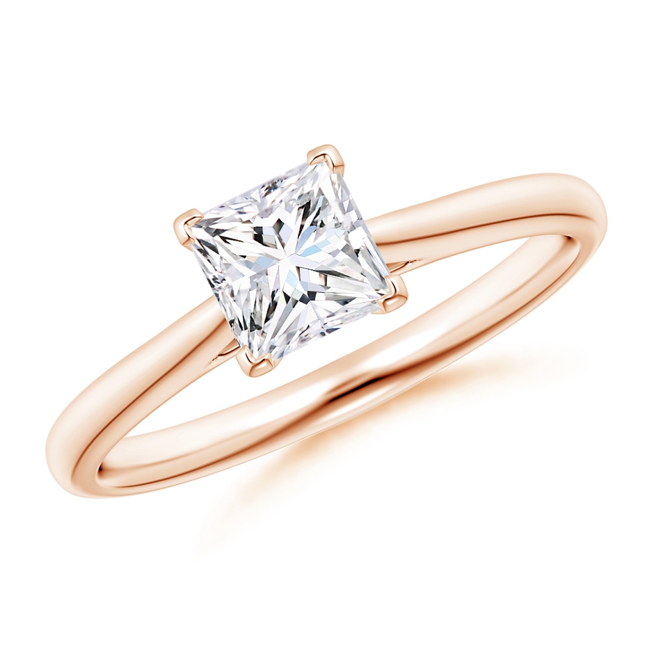 5.1mm GVS2 Princess-Cut Diamond Tapered Cathedral Engagement Ring in Rose Gold 