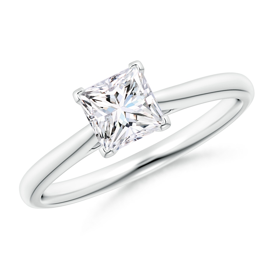 5.1mm GVS2 Princess-Cut Diamond Tapered Cathedral Engagement Ring in White Gold 