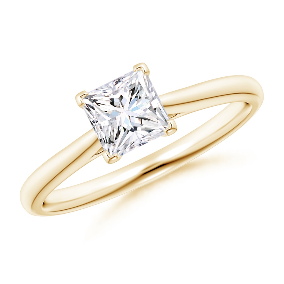 5.1mm GVS2 Princess-Cut Diamond Tapered Cathedral Engagement Ring in Yellow Gold 
