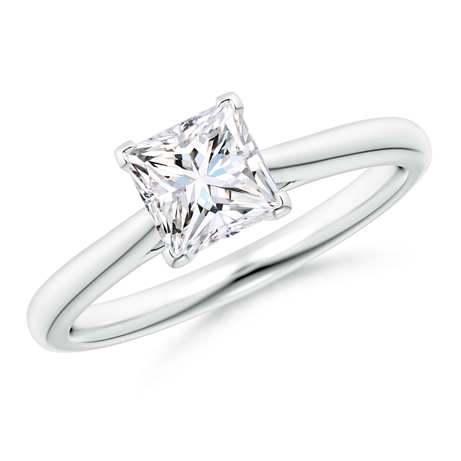 5.5mm GVS2 Princess-Cut Diamond Tapered Cathedral Engagement Ring in 10K White Gold 