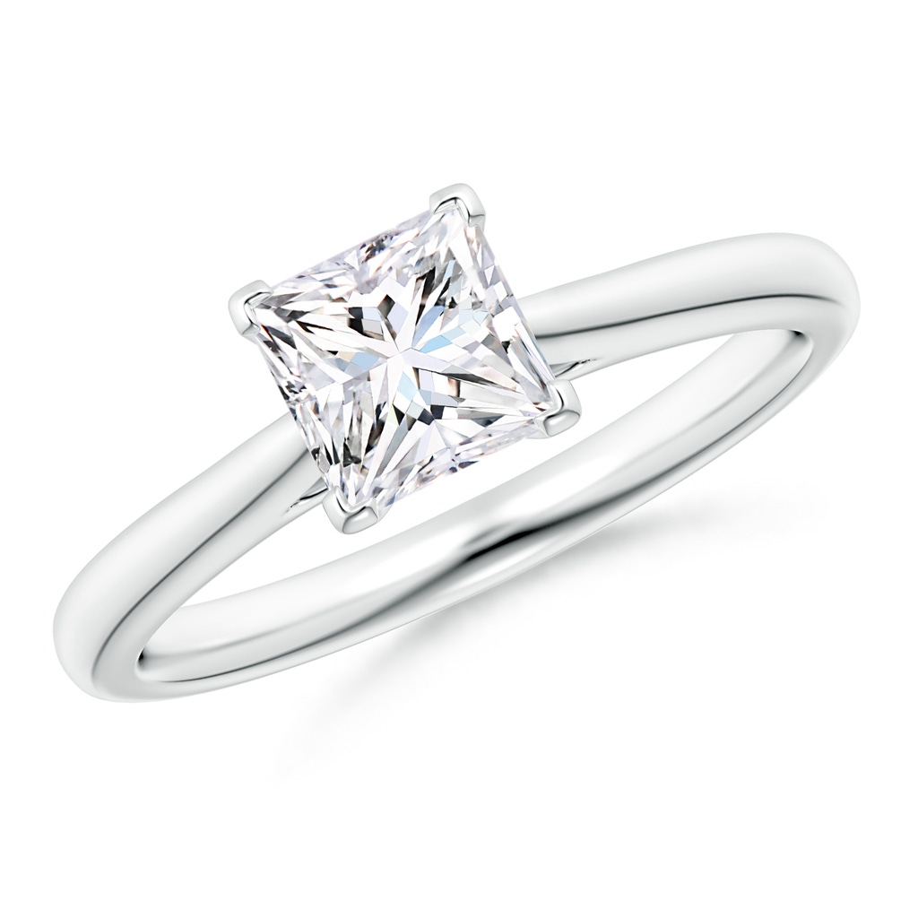 5.5mm GVS2 Princess-Cut Diamond Tapered Cathedral Engagement Ring in White Gold