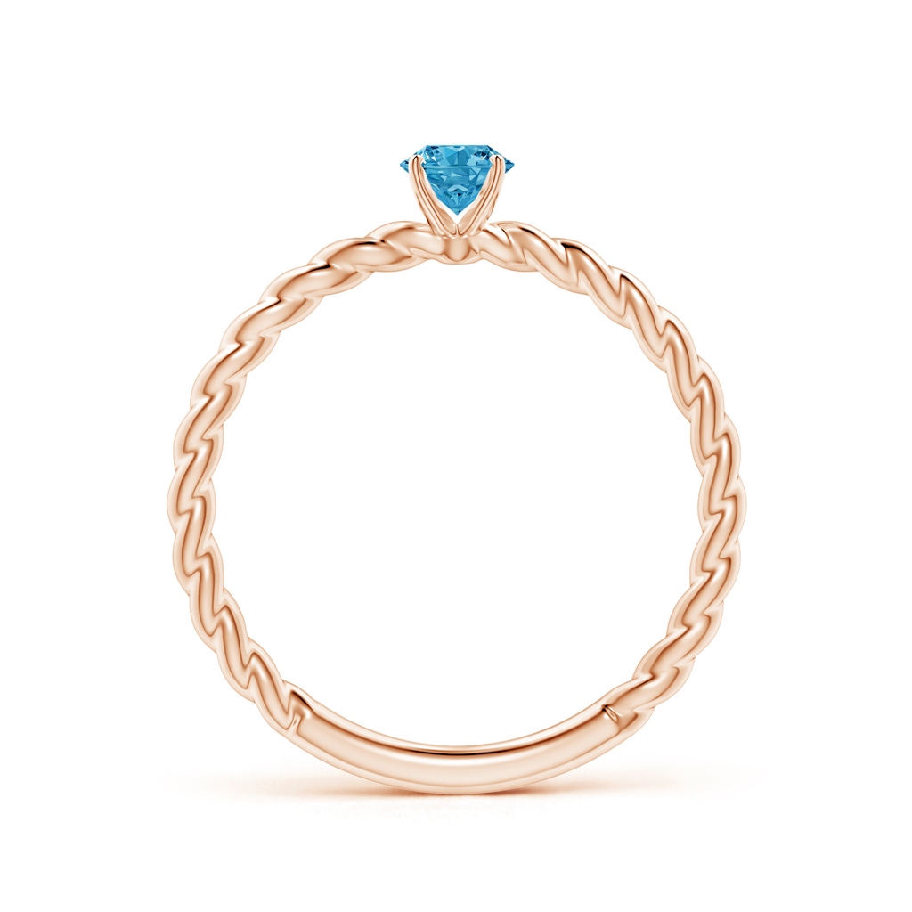 4.1mm AAAA Twisted Shank Round Fancy Intense Blue Diamond Solitaire Engagement Ring in Rose Gold - side 199
