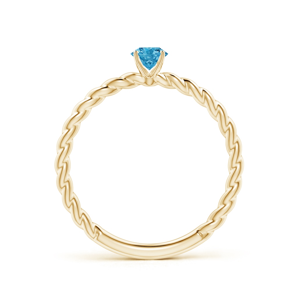 4.1mm AAAA Twisted Shank Round Fancy Intense Blue Diamond Solitaire Engagement Ring in Yellow Gold - side 199
