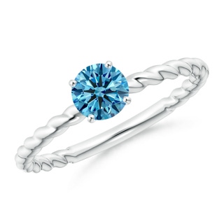 5.1mm AAAA Twisted Shank Round Fancy Intense Blue Diamond Solitaire Engagement Ring in P950 Platinum