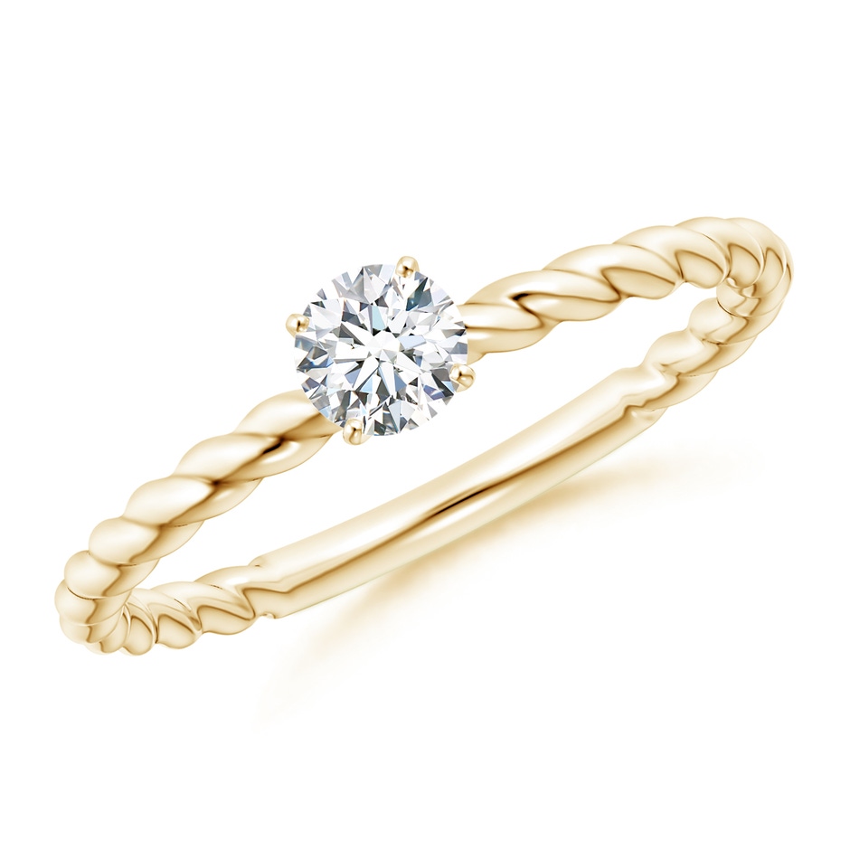 4.1mm GVS2 Twisted Shank Round Diamond Solitaire Engagement Ring in 9K Yellow Gold 