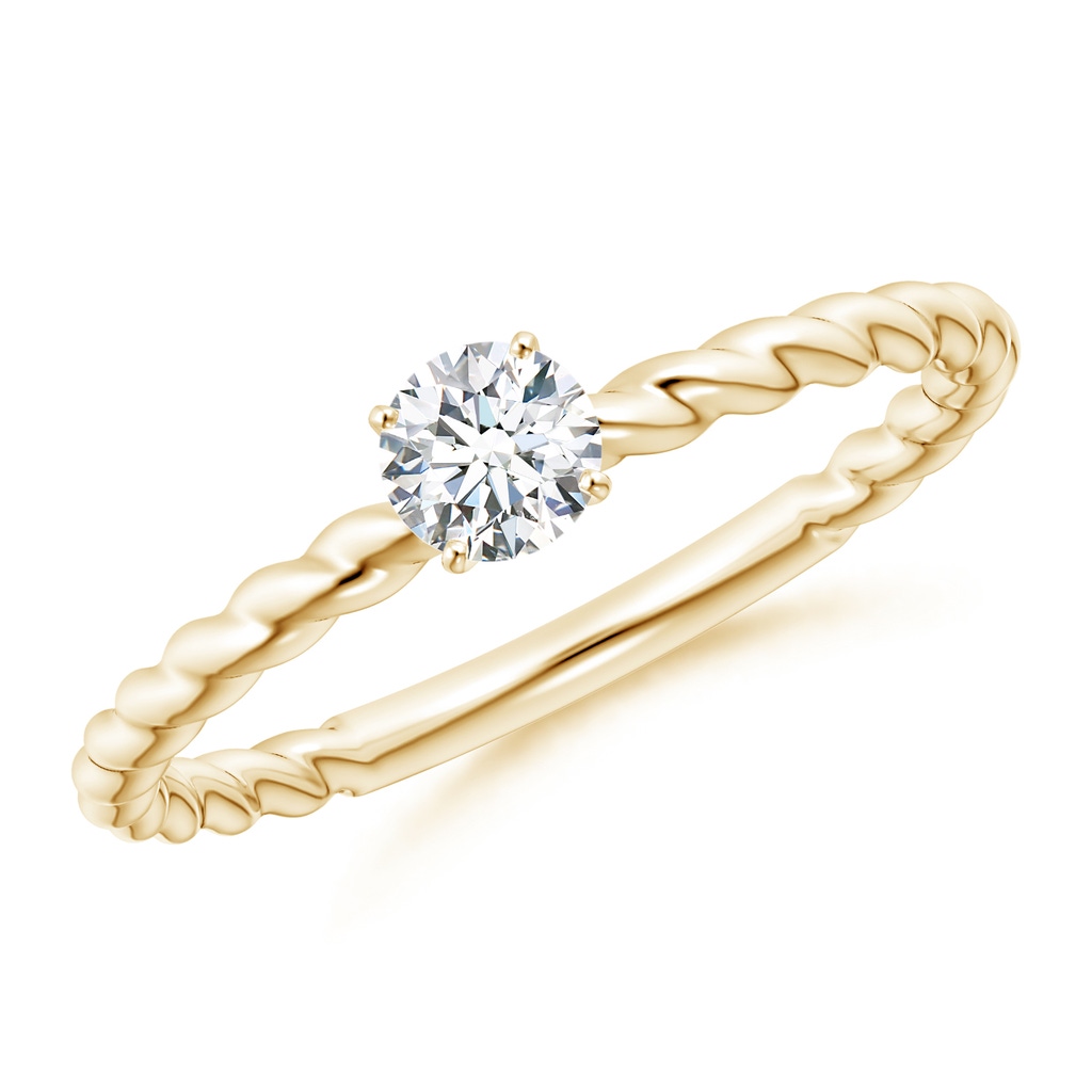 4.1mm GVS2 Twisted Shank Round Diamond Solitaire Engagement Ring in Yellow Gold 
