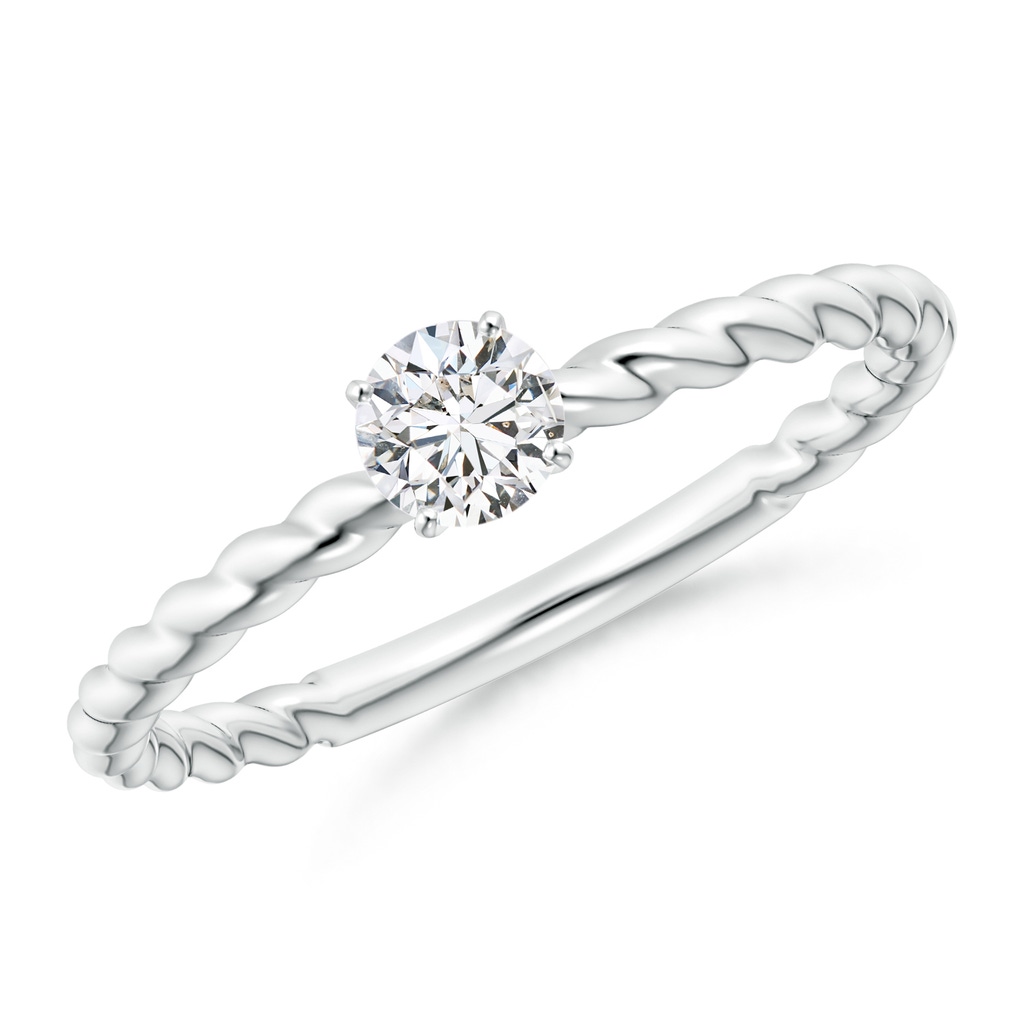 4.1mm HSI2 Twisted Shank Round Diamond Solitaire Engagement Ring in White Gold