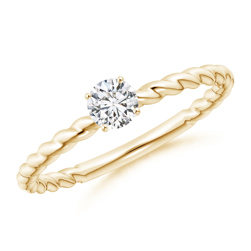 4.1mm HSI2 Twisted Shank Round Diamond Solitaire Engagement Ring in Yellow Gold