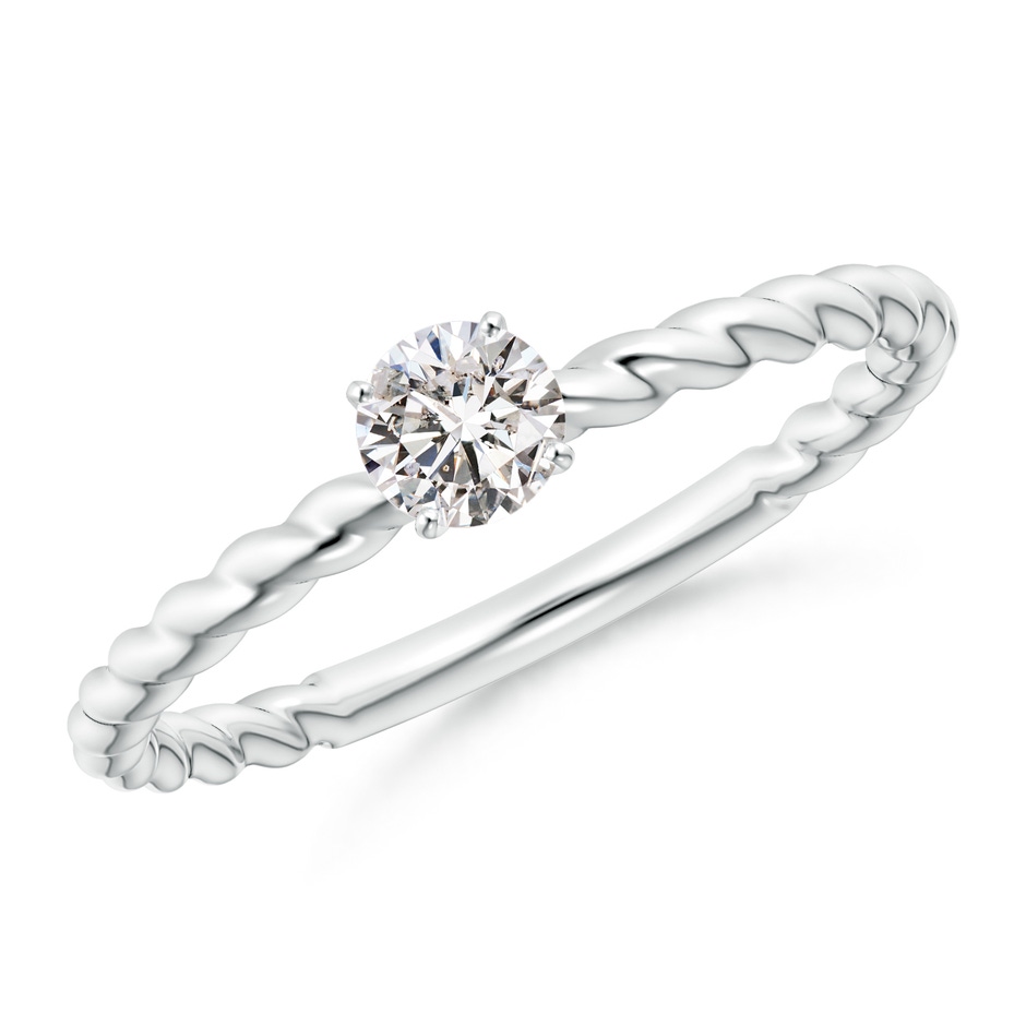 4.1mm IJI1I2 Twisted Shank Round Diamond Solitaire Engagement Ring in White Gold 