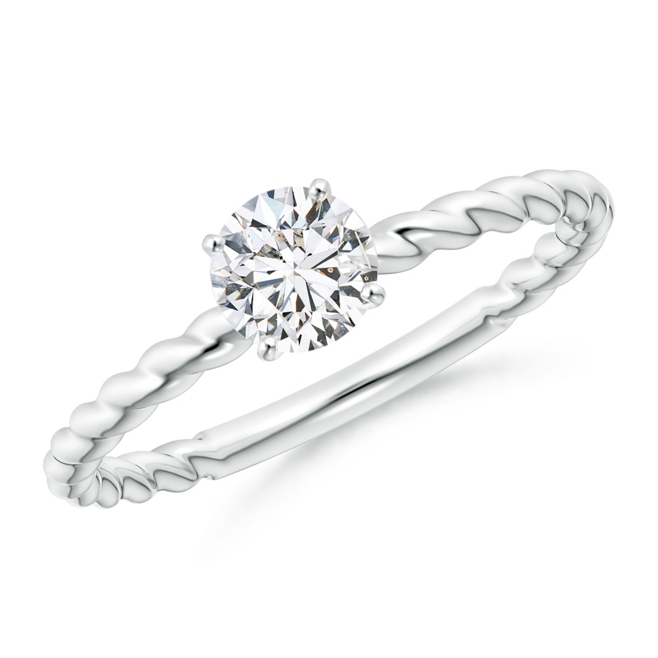 5.1mm HSI2 Twisted Shank Round Diamond Solitaire Engagement Ring in White Gold 