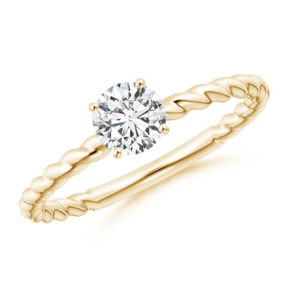 5.1mm HSI2 Twisted Shank Round Diamond Solitaire Engagement Ring in Yellow Gold