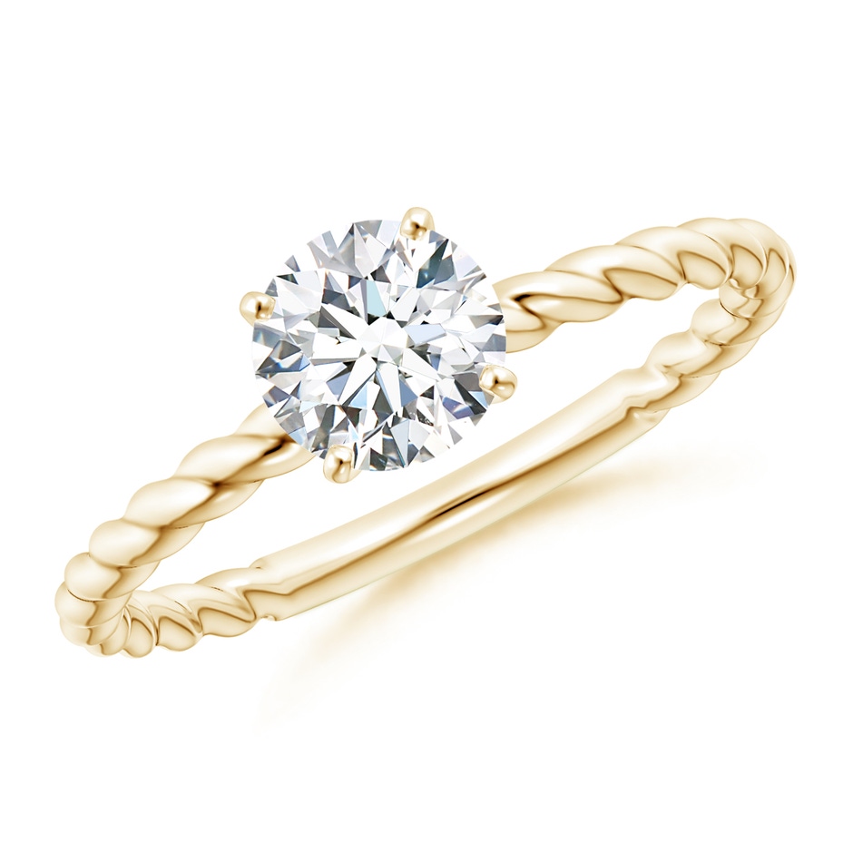 5.9mm GVS2 Twisted Shank Round Diamond Solitaire Engagement Ring in 9K Yellow Gold 