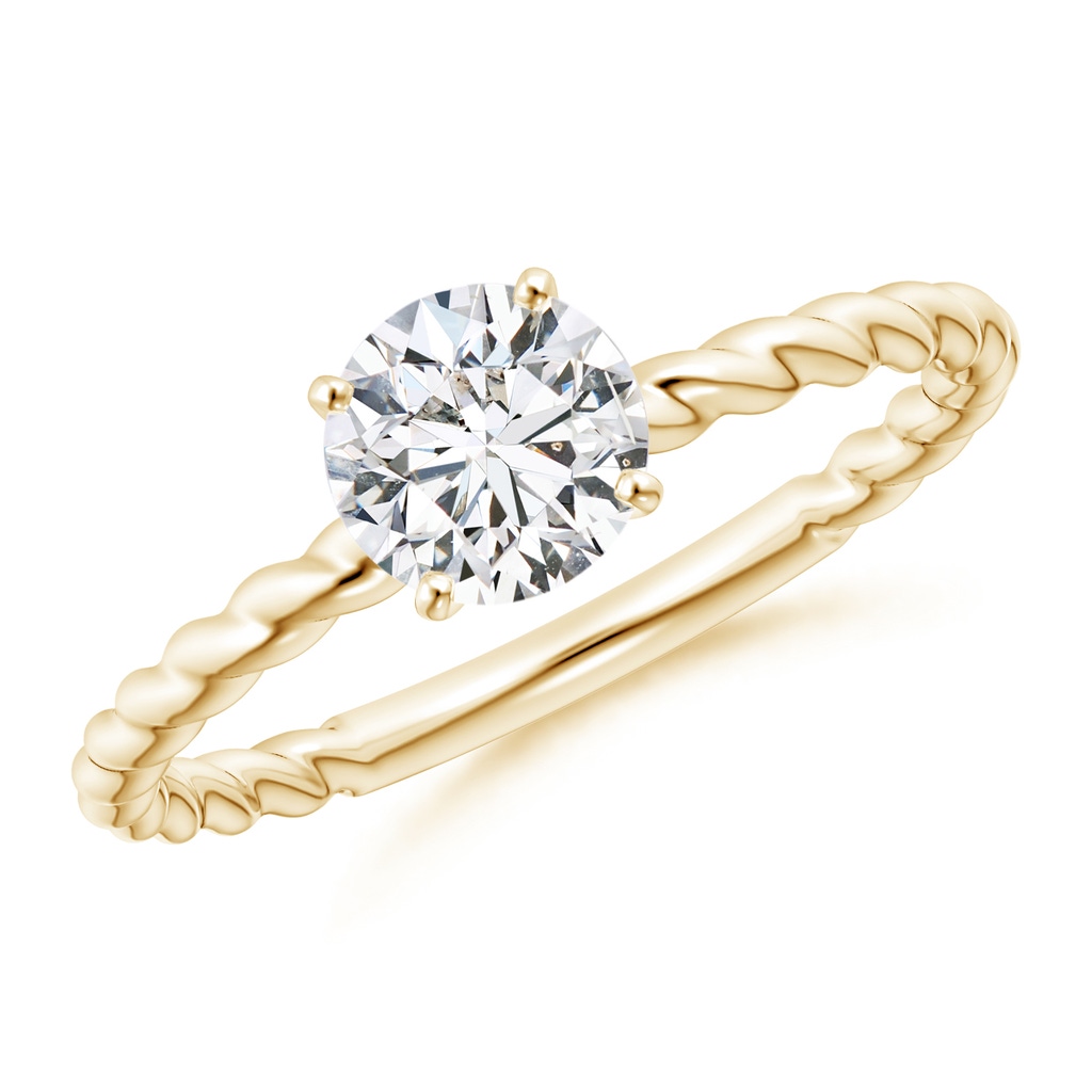 5.9mm HSI2 Twisted Shank Round Diamond Solitaire Engagement Ring in Yellow Gold