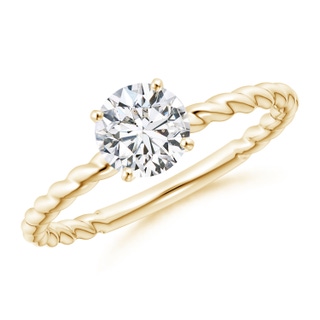 5.9mm HSI2 Twisted Shank Round Diamond Solitaire Engagement Ring in Yellow Gold