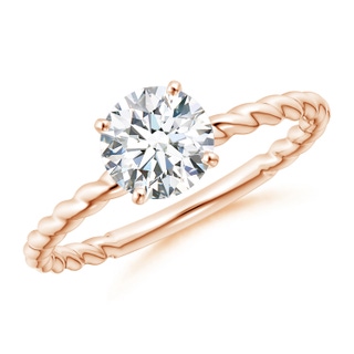 6.4mm GVS2 Twisted Shank Round Diamond Solitaire Engagement Ring in Rose Gold