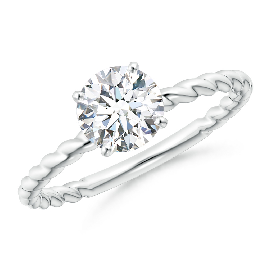 6.4mm GVS2 Twisted Shank Round Diamond Solitaire Engagement Ring in White Gold
