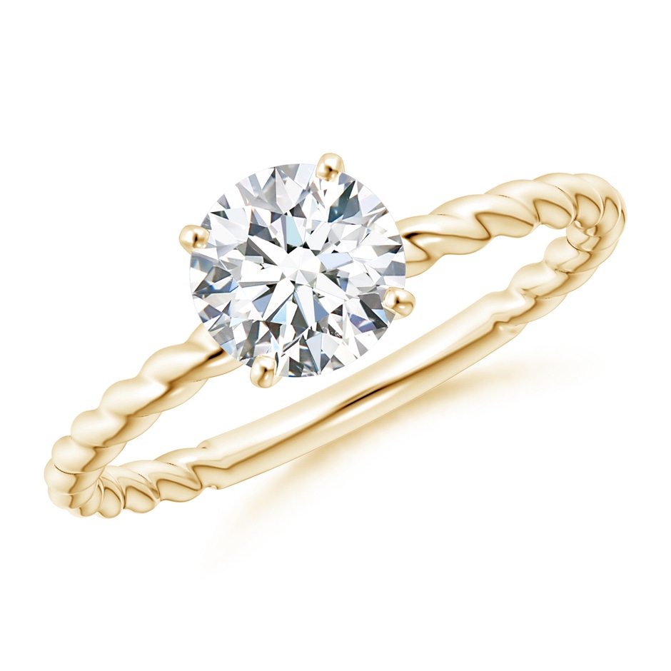 6.4mm GVS2 Twisted Shank Round Diamond Solitaire Engagement Ring in Yellow Gold 