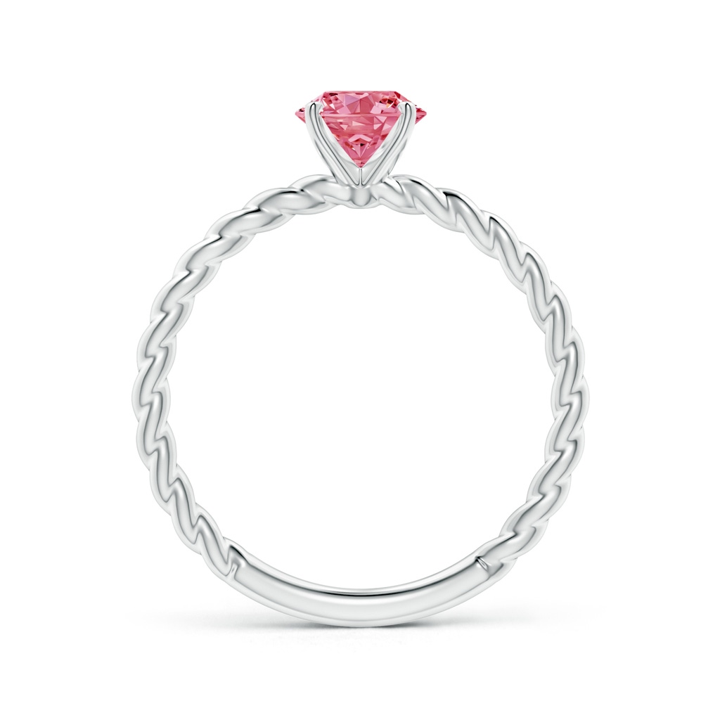 5.9mm AAAA Twisted Shank Round Fancy Intense Pink Diamond Solitaire Engagement Ring in White Gold - side 199