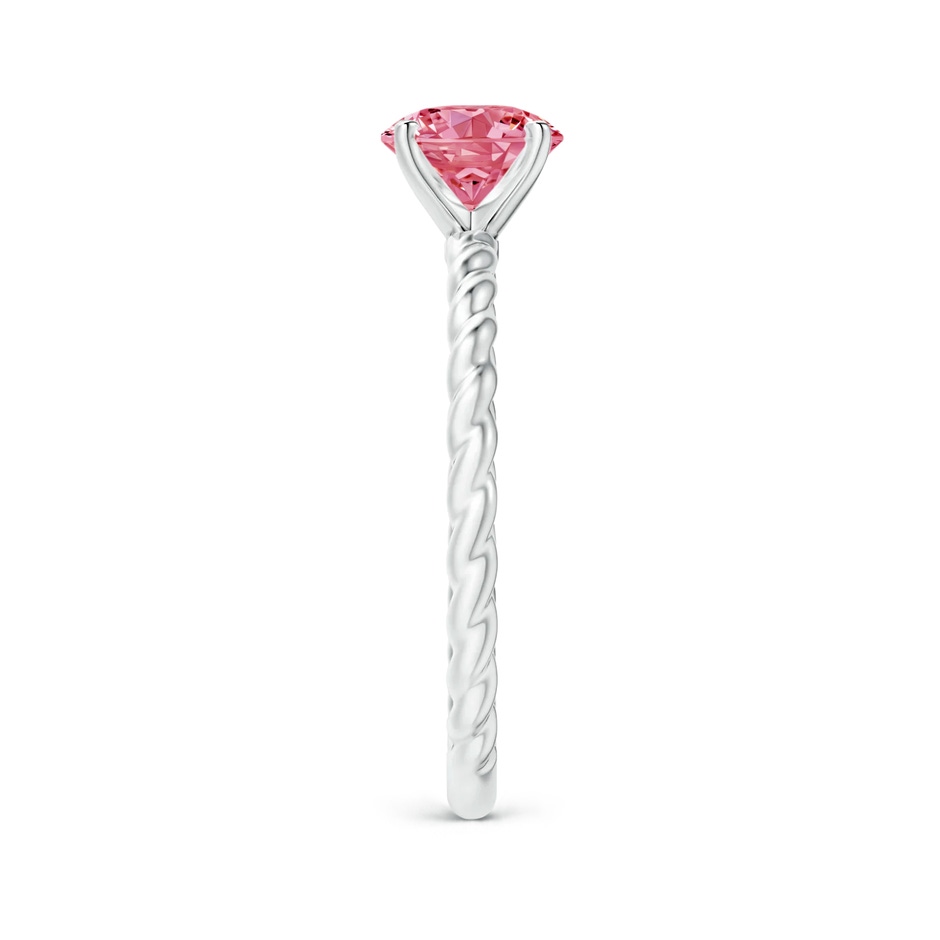 6.4mm AAAA Twisted Shank Round Fancy Intense Pink Diamond Solitaire Engagement Ring in White Gold side 299