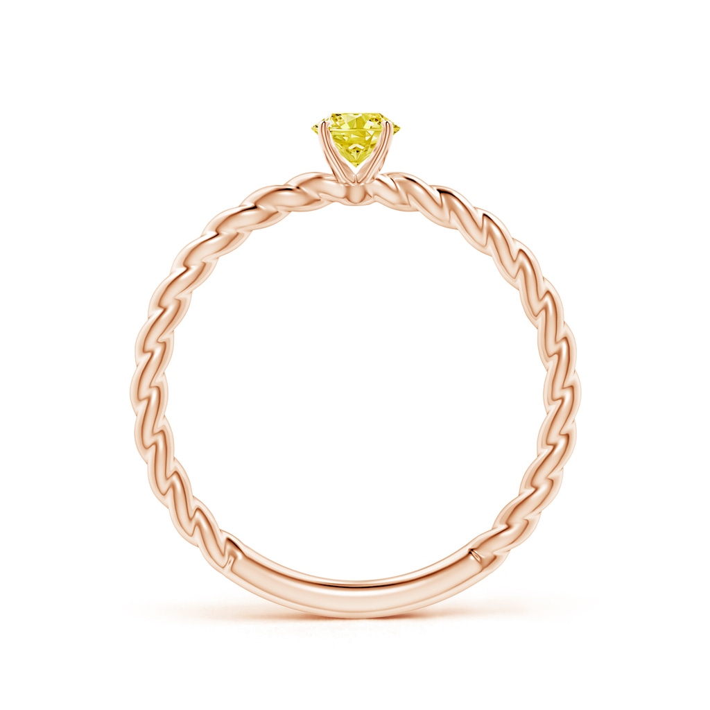 4.1mm AAAA Twisted Shank Round Fancy Intense Yellow Diamond Solitaire Engagement Ring in Rose Gold - side 199