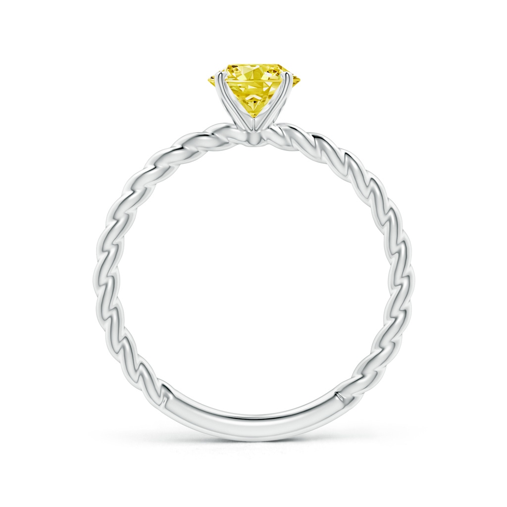 5.9mm AAAA Twisted Shank Round Fancy Intense Yellow Diamond Solitaire Engagement Ring in White Gold - side 199