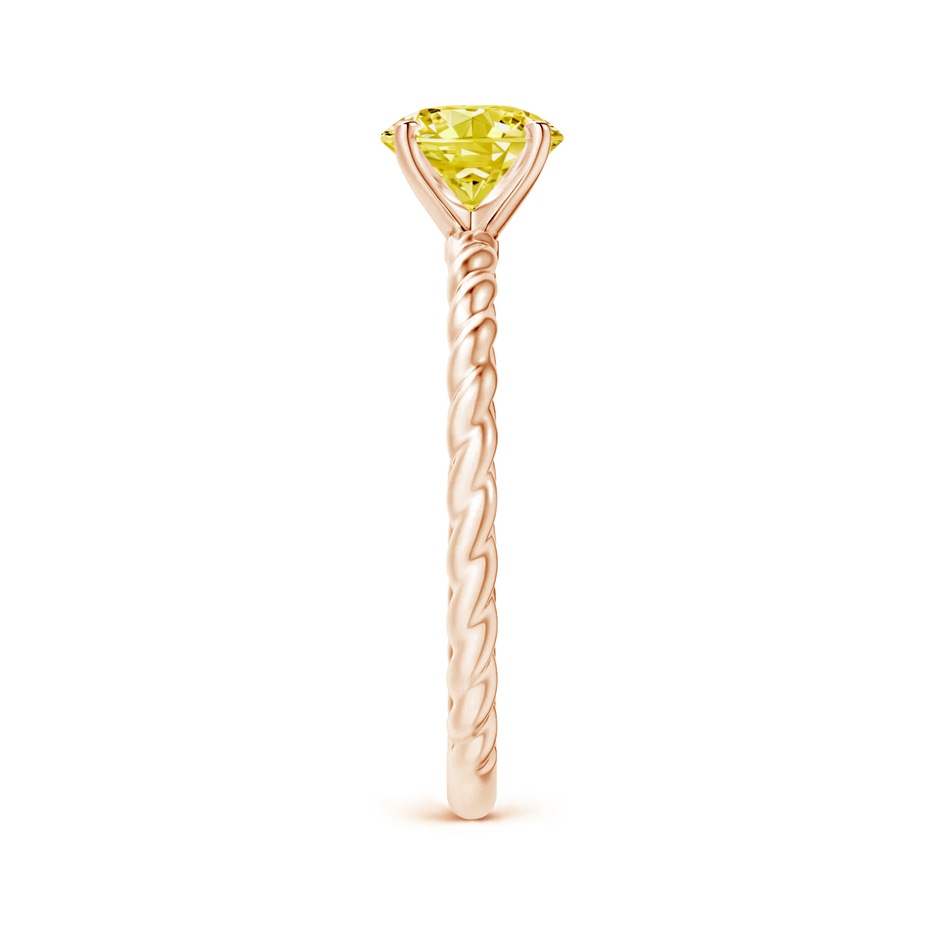 6.4mm AAAA Twisted Shank Round Fancy Intense Yellow Diamond Solitaire Engagement Ring in Rose Gold side 299