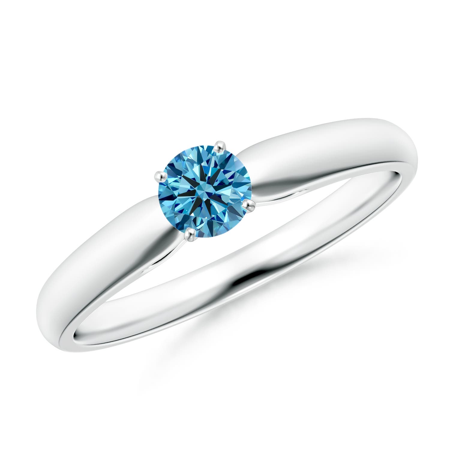 Angara 0.25 CTW Classic Solitaire Fancy Intense Blue Diamond Rounded Cathedral Engagement Ring in 18K White Gold