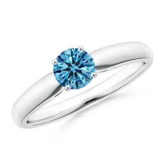 5.1mm AAAA Classic Solitaire Fancy Intense Blue Diamond Rounded Cathedral Engagement Ring in P950 Platinum