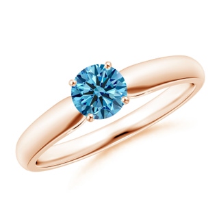 5.1mm AAAA Classic Solitaire Fancy Intense Blue Diamond Rounded Cathedral Engagement Ring in Rose Gold