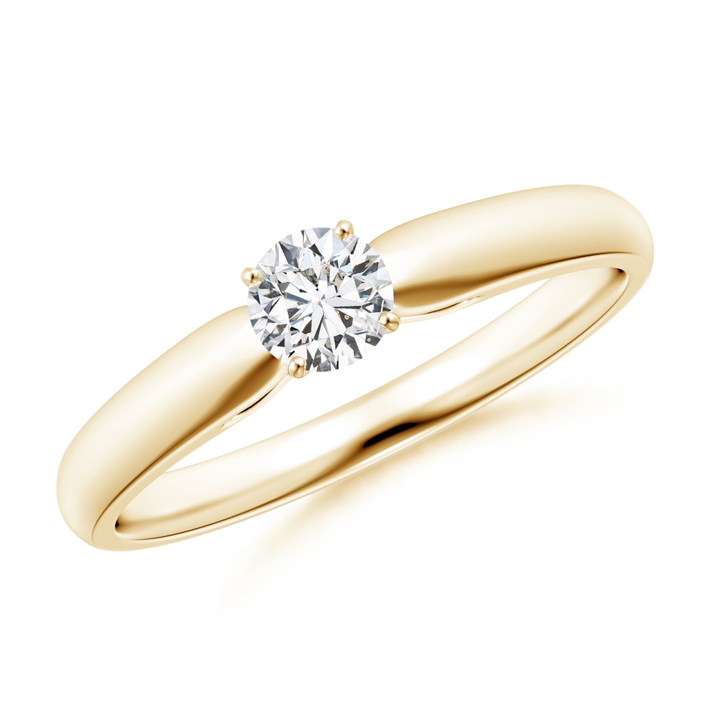 4.1mm HSI2 Classic Solitaire Diamond Rounded Cathedral Engagement Ring in Yellow Gold 