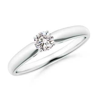 4.1mm IJI1I2 Classic Solitaire Diamond Rounded Cathedral Engagement Ring in White Gold