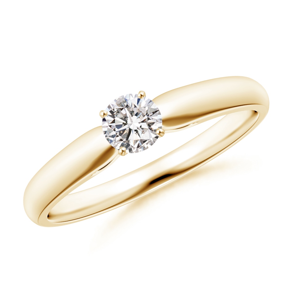 4.1mm IJI1I2 Classic Solitaire Diamond Rounded Cathedral Engagement Ring in Yellow Gold 