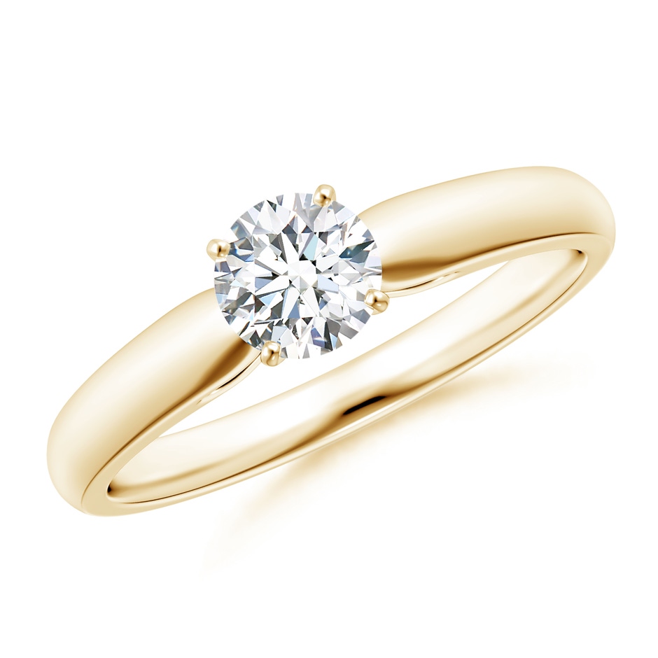 5.1mm GVS2 Classic Solitaire Diamond Rounded Cathedral Engagement Ring in Yellow Gold 