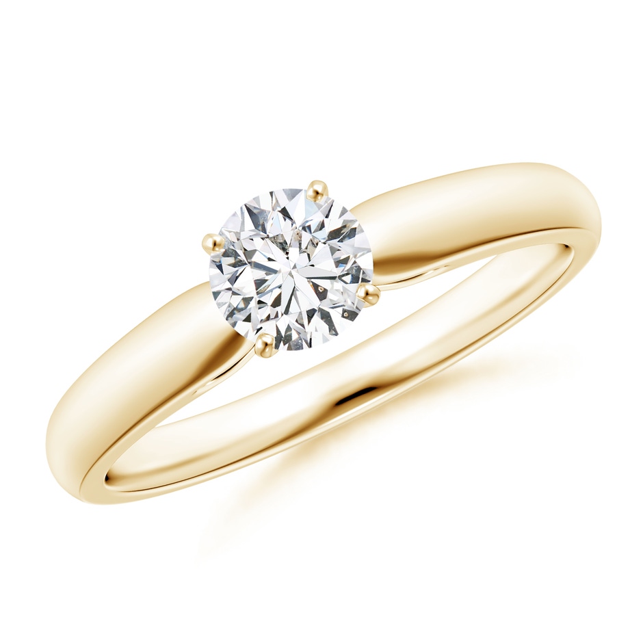 5.1mm HSI2 Classic Solitaire Diamond Rounded Cathedral Engagement Ring in Yellow Gold 