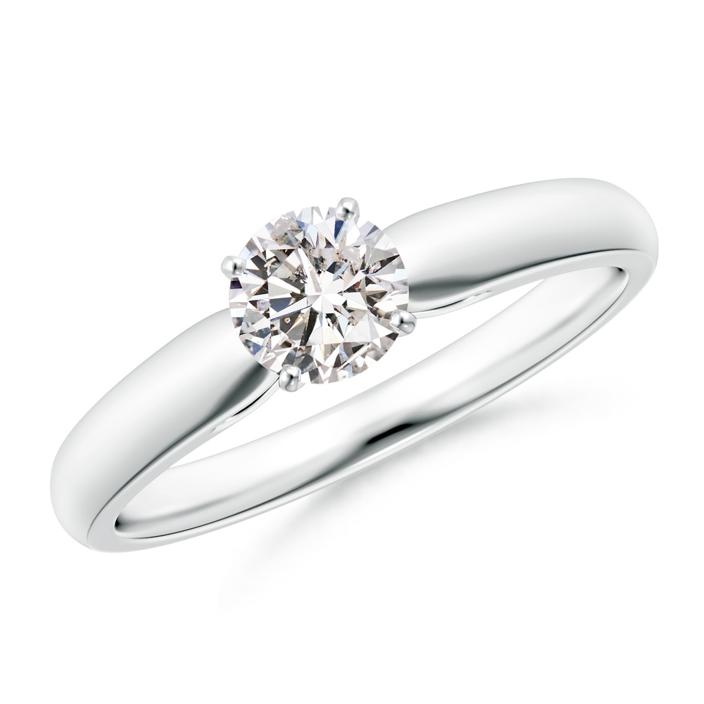 5.1mm IJI1I2 Classic Solitaire Diamond Rounded Cathedral Engagement Ring in White Gold 
