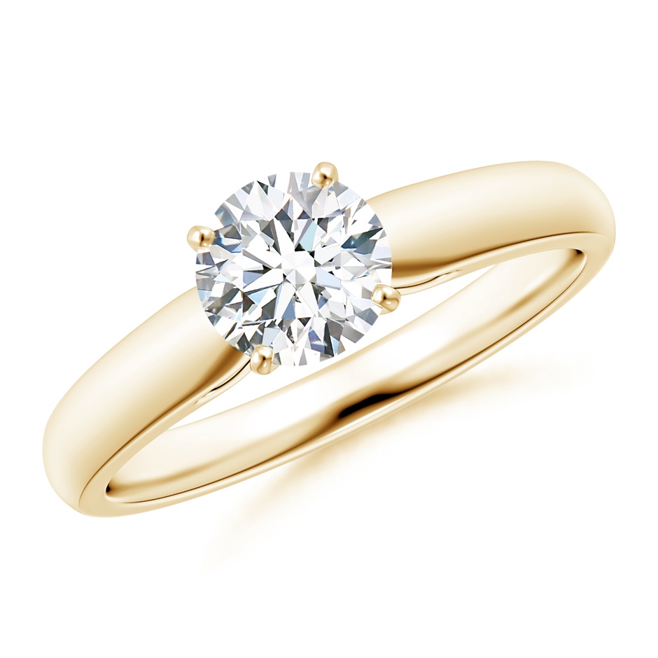 5.9mm GVS2 Classic Solitaire Diamond Rounded Cathedral Engagement Ring in Yellow Gold 