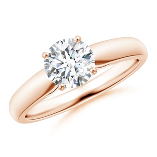 6.4mm GVS2 Classic Solitaire Diamond Rounded Cathedral Engagement Ring in Rose Gold