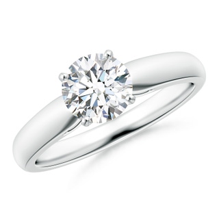 6.4mm GVS2 Classic Solitaire Diamond Rounded Cathedral Engagement Ring in White Gold