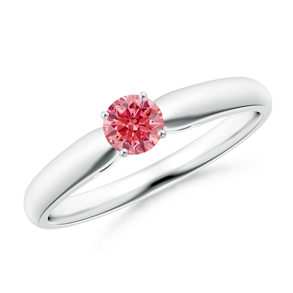 4.1mm AAAA Classic Solitaire Fancy Intense Pink Diamond Rounded Cathedral Engagement Ring in P950 Platinum 